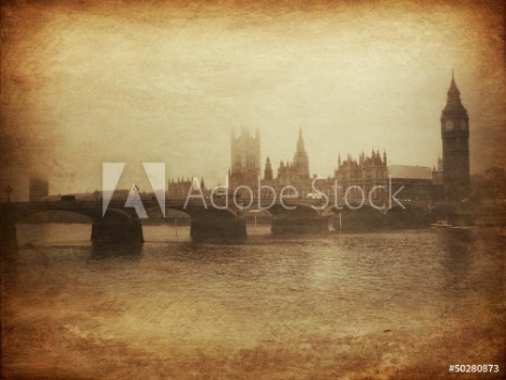 Picture of Vintage Retro Picture of Big Ben Houses of Parliament London